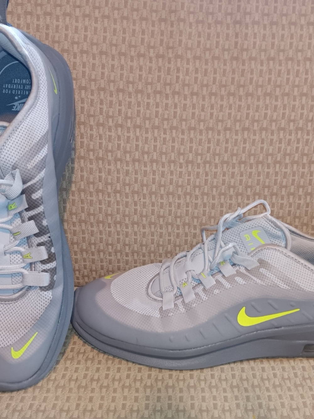 Nike Light Gray Sneakers with Neon Green Swoosh